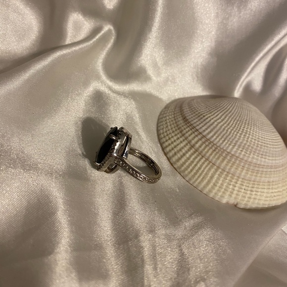 Silver Black Chunky Ring with Diamond Edges 🖤💍 - Picture 7 of 11